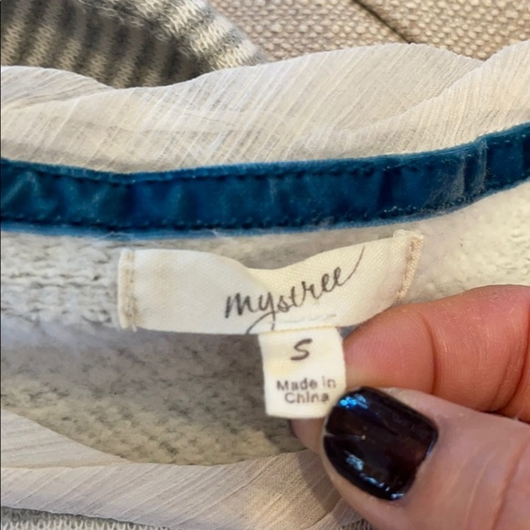 H:  MYSTREE Side Zipper Gray/Cream Light Sweatshirt - Picture 5 of 8